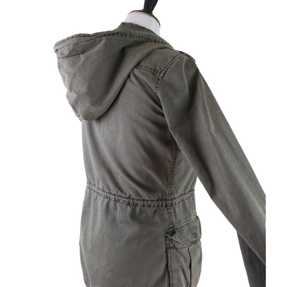 Blanc Noir Size M Hooded Cargo Jacket Full Zip Utility Army Green - Picture 6 of 11